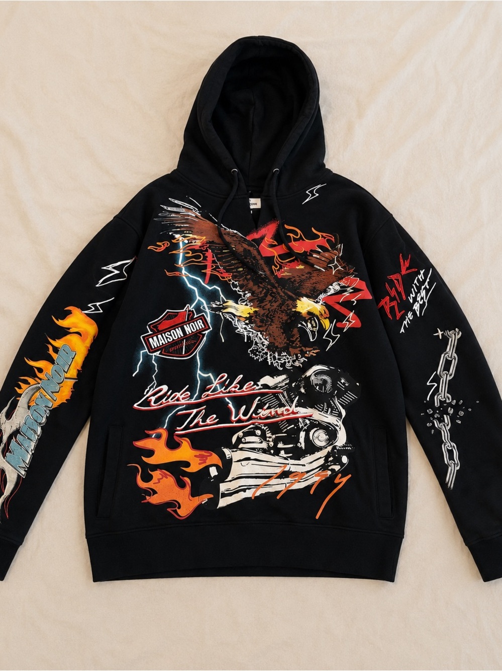 Black Graphic Maison Noir Eagle Hoodie